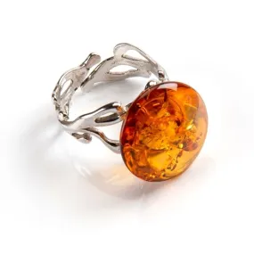 Bague ambre réglable