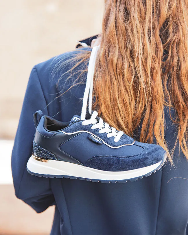 Basket femme bleue à lacets - Anna