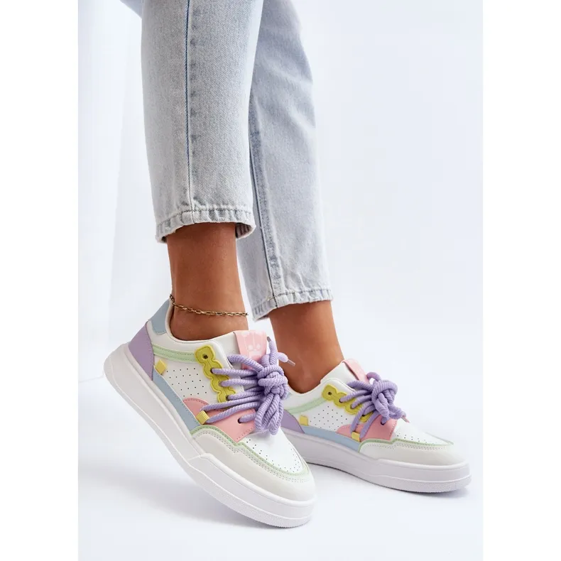 Baskets Femme En Cuir Écologique Multicolore Avanalis blanche