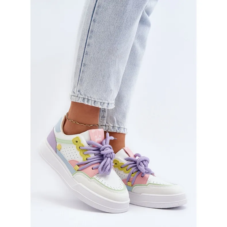 Baskets Femme En Cuir Écologique Multicolore Avanalis blanche