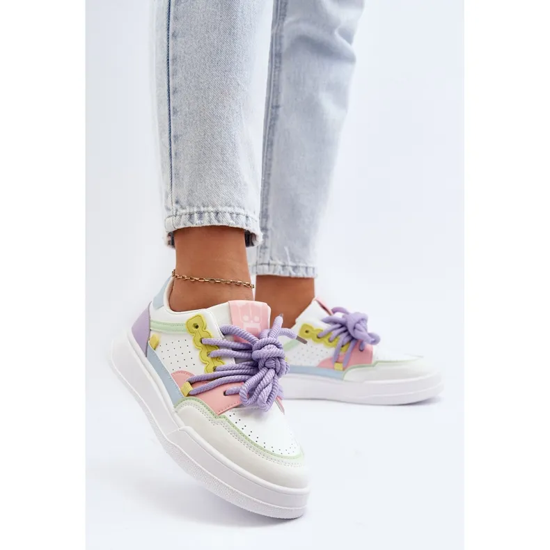 Baskets Femme En Cuir Écologique Multicolore Avanalis blanche