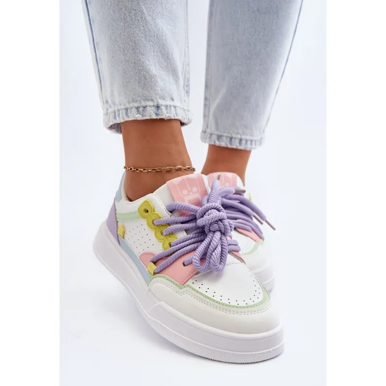 Baskets Femme En Cuir Écologique Multicolore Avanalis blanche