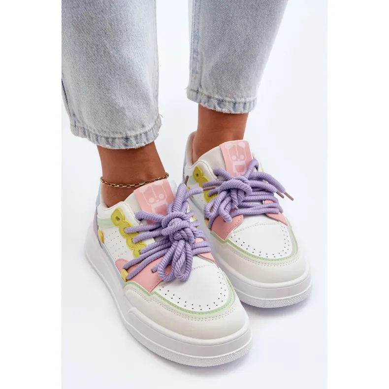 Baskets Femme En Cuir Écologique Multicolore Avanalis blanche