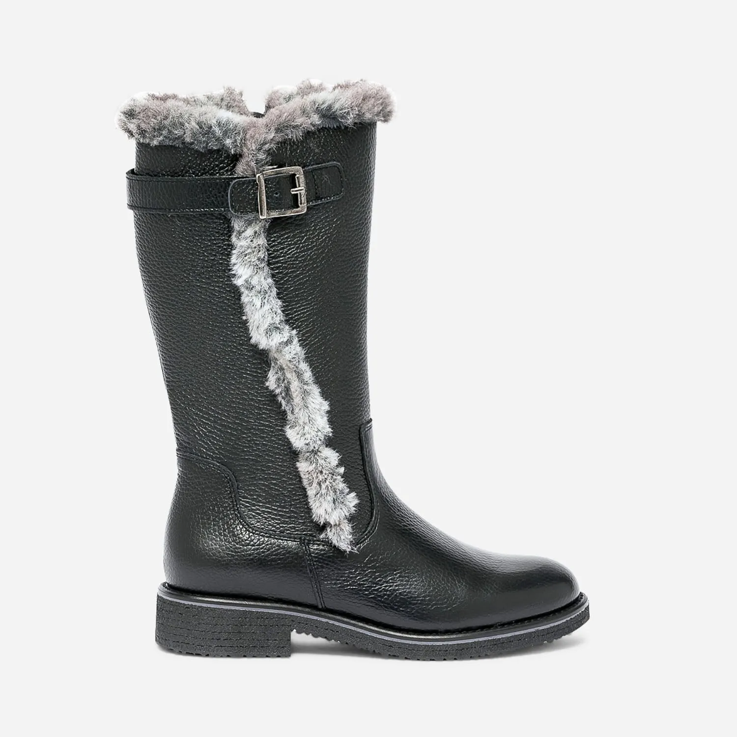 Botte noire en cuir fourré - Bottes Femme | ERAM