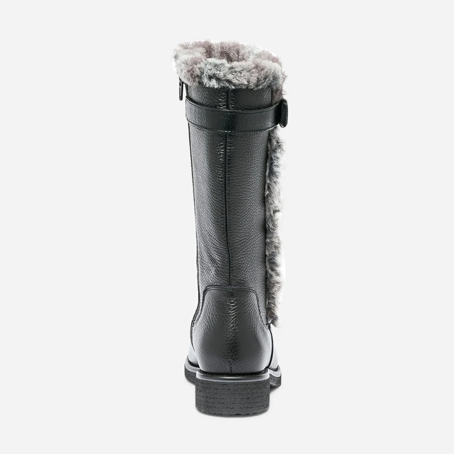 Botte noire en cuir fourré - Bottes Femme | ERAM