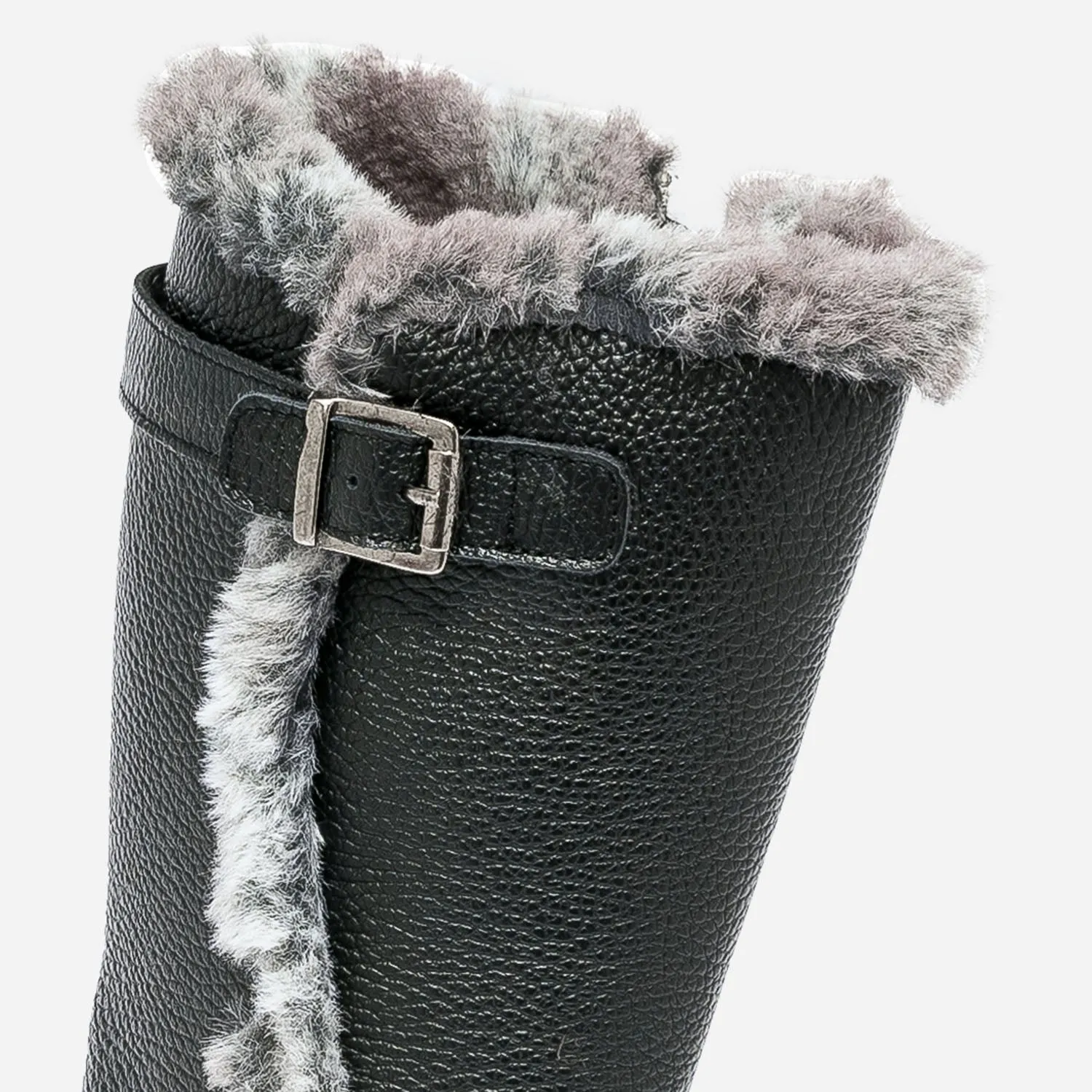 Botte noire en cuir fourré - Bottes Femme | ERAM