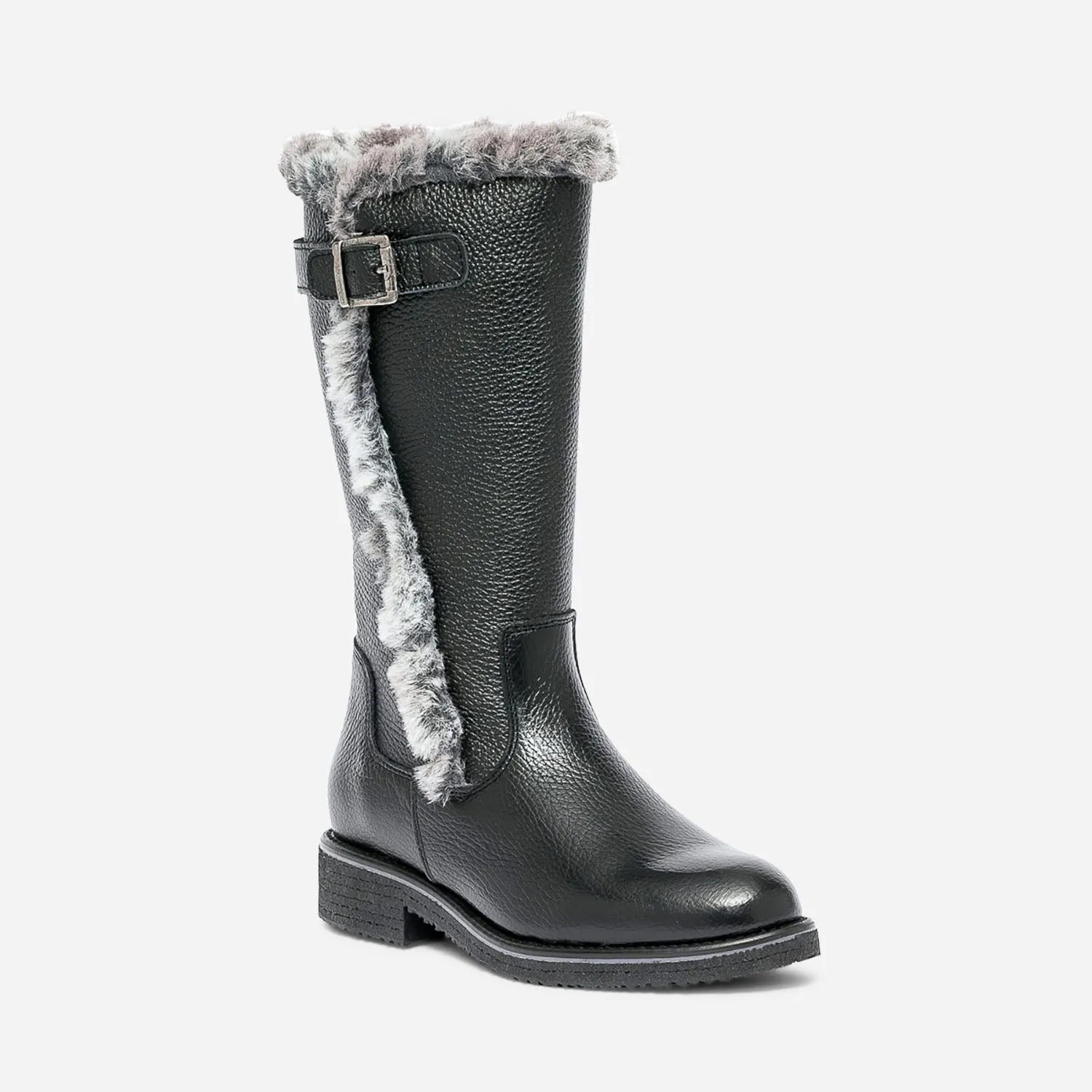 Botte noire en cuir fourré - Bottes Femme | ERAM