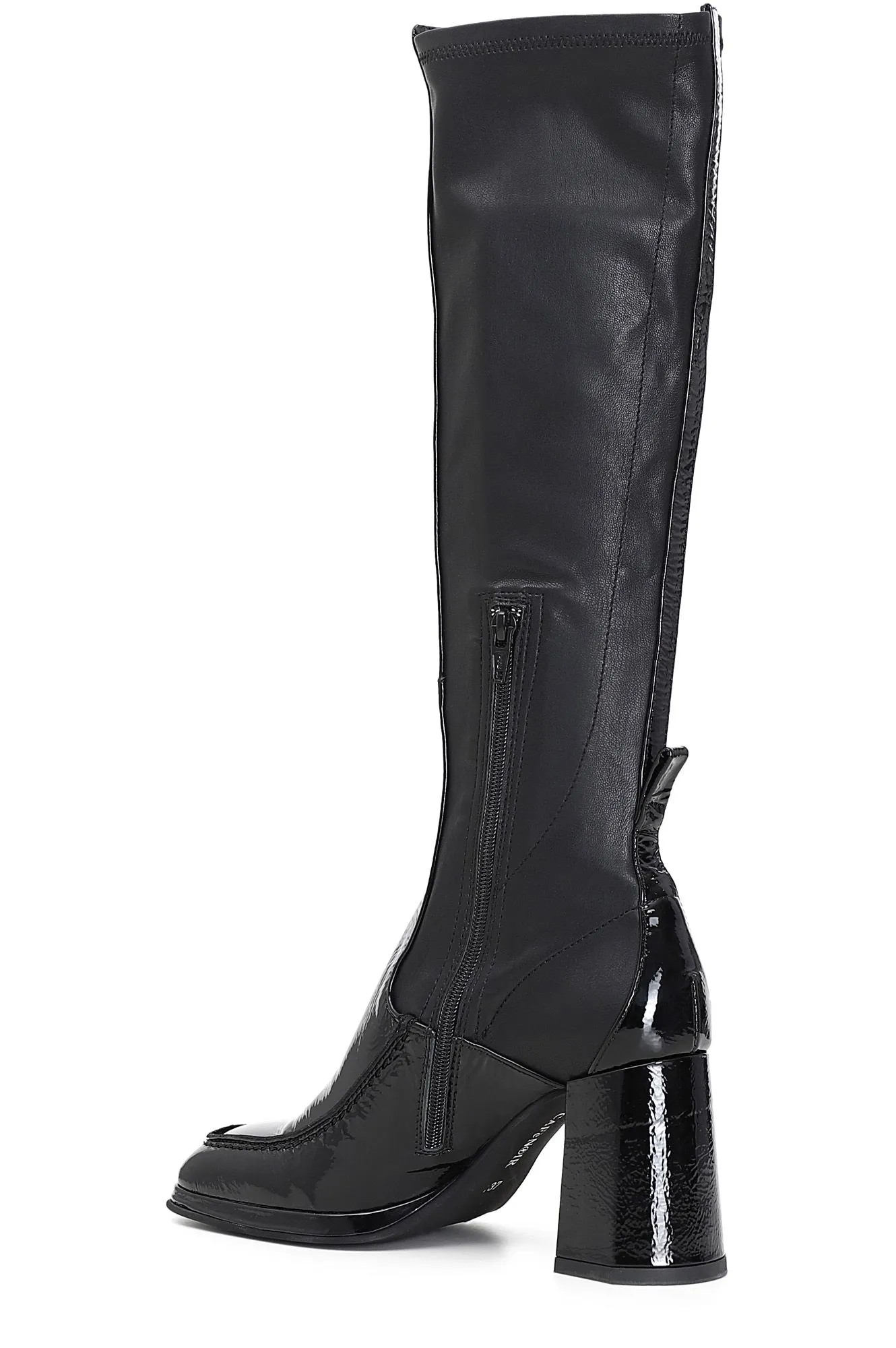 bottes en cuir naplak et matériau stretch - CafèNoir