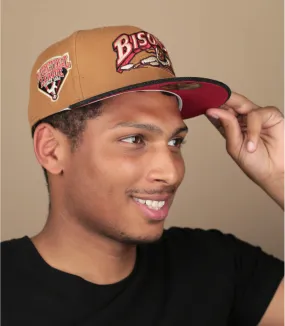 Casquette fitted marron Bisons - Side Patch 59Fifty Buffalo Bisons bronze black corduroy New Era : Headict