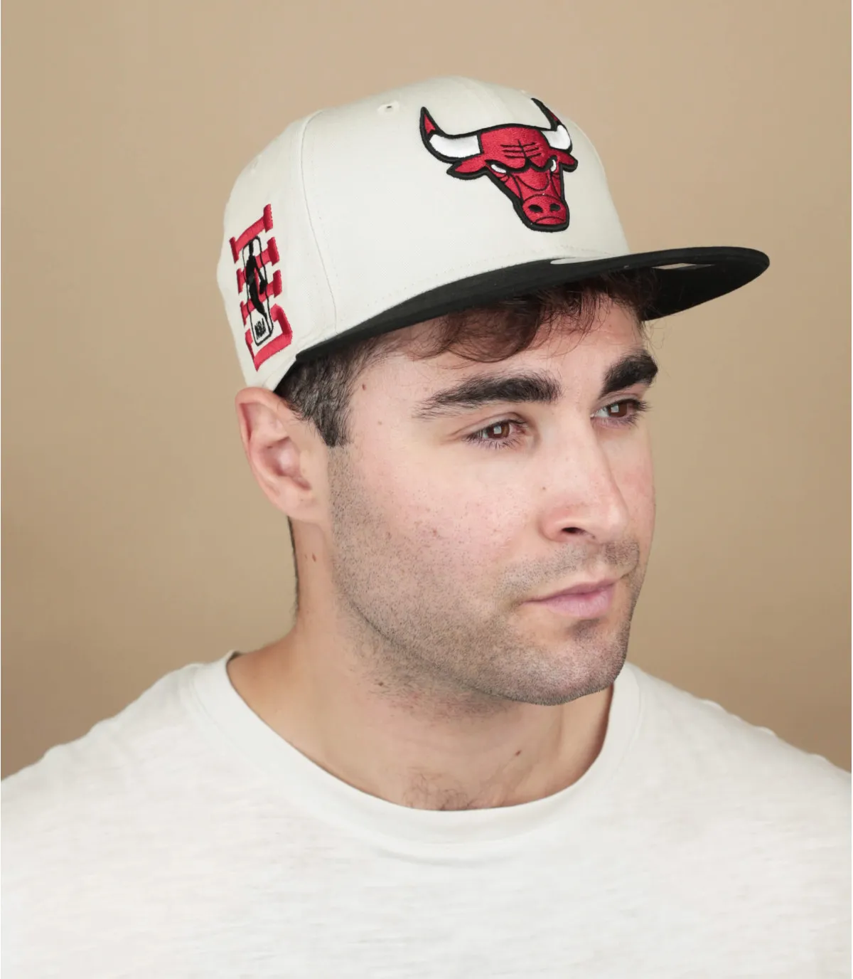 Casquette snapback Bulls beige noire - Casquette NBA Logo 9Fifty Bulls ivory New Era : Headict