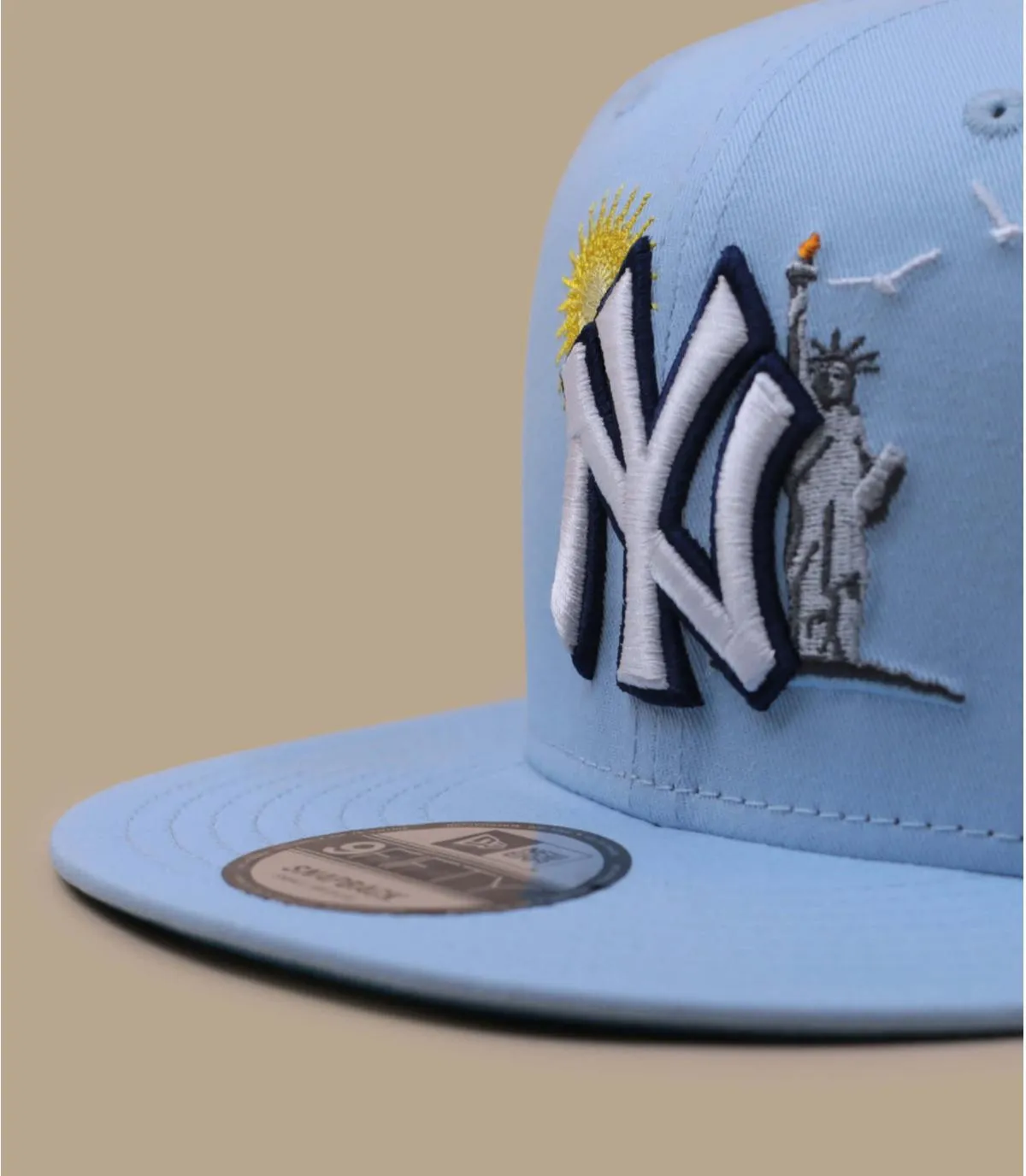 Casquette snapback NY bleue statue de la liberté - Casquette MLB Summer Icon 9Fifty NY glacier blue New Era : Headict