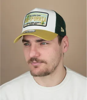 Casquette trucker California jaune vert - Casquette Trucker Patch California celadon dark green New Era : Headict