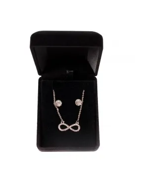 Coffret Cadeaux Femme Parure Collier et Boucle D'oreille infini strass