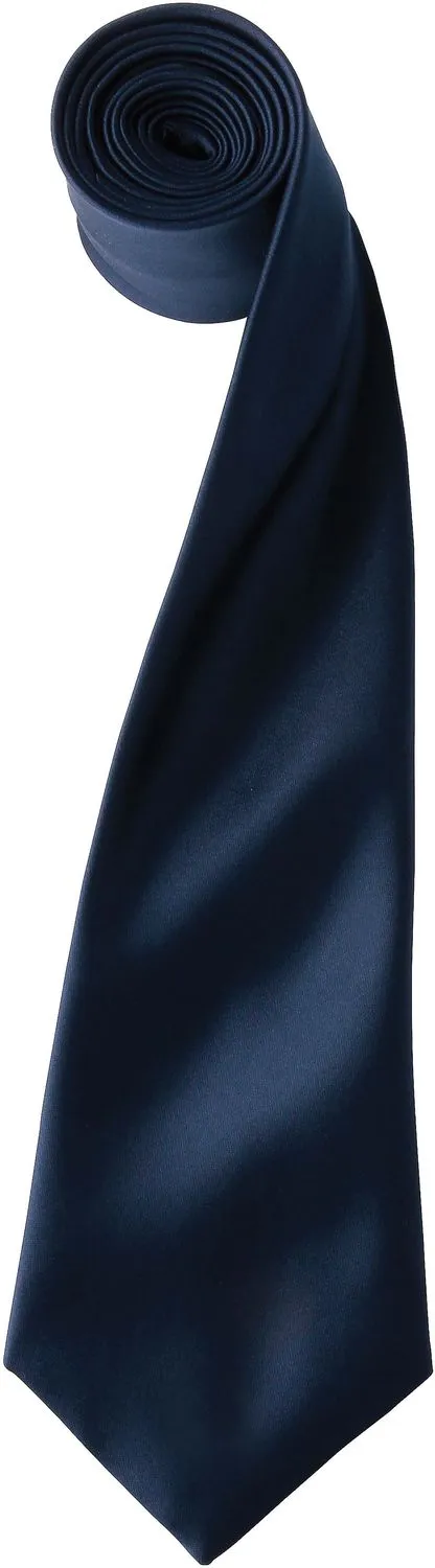 Cravate satin unie - PR750 - bleu marine 