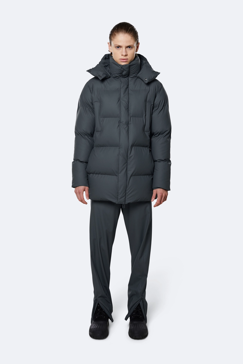 Doudoune RAINS Hooded Puffer Coat Slate