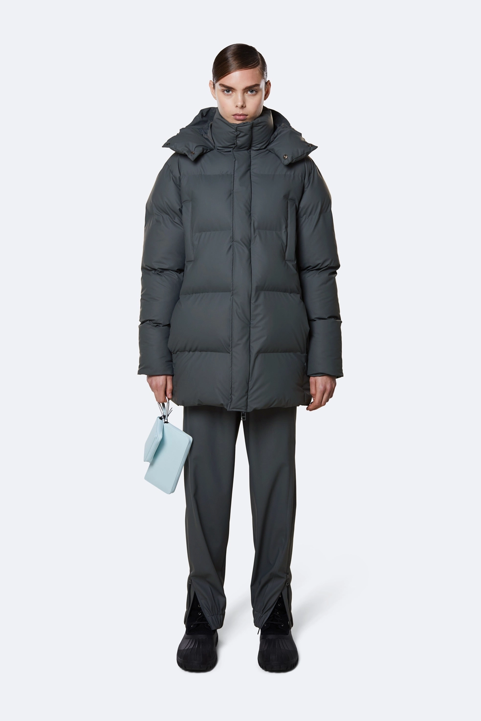 Doudoune RAINS Hooded Puffer Coat Slate