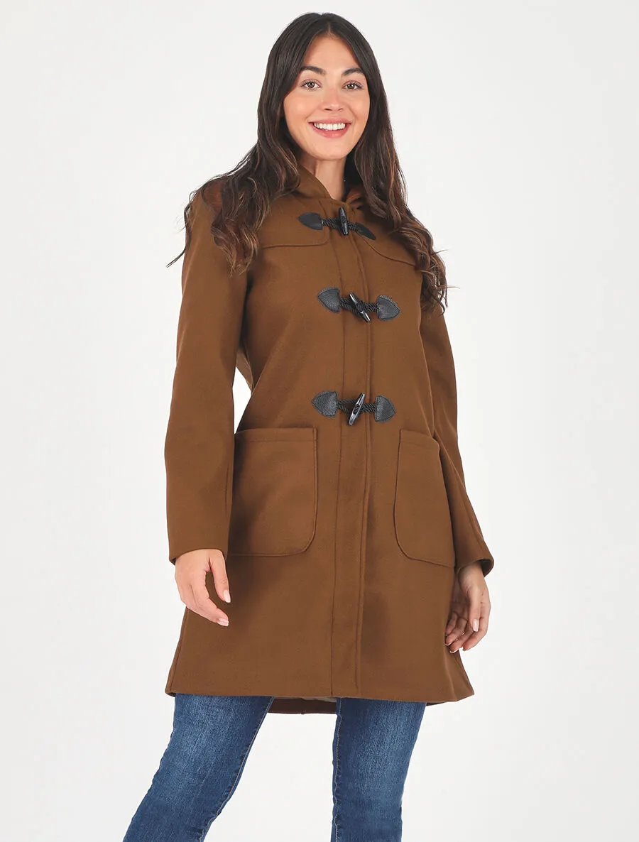 Duffle coat long coupe droite - Marron