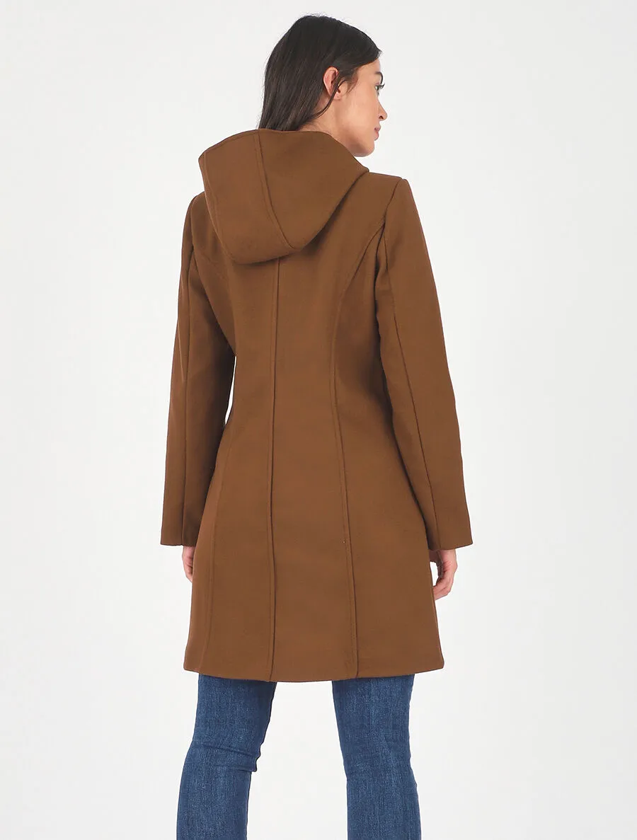 Duffle coat long coupe droite - Marron