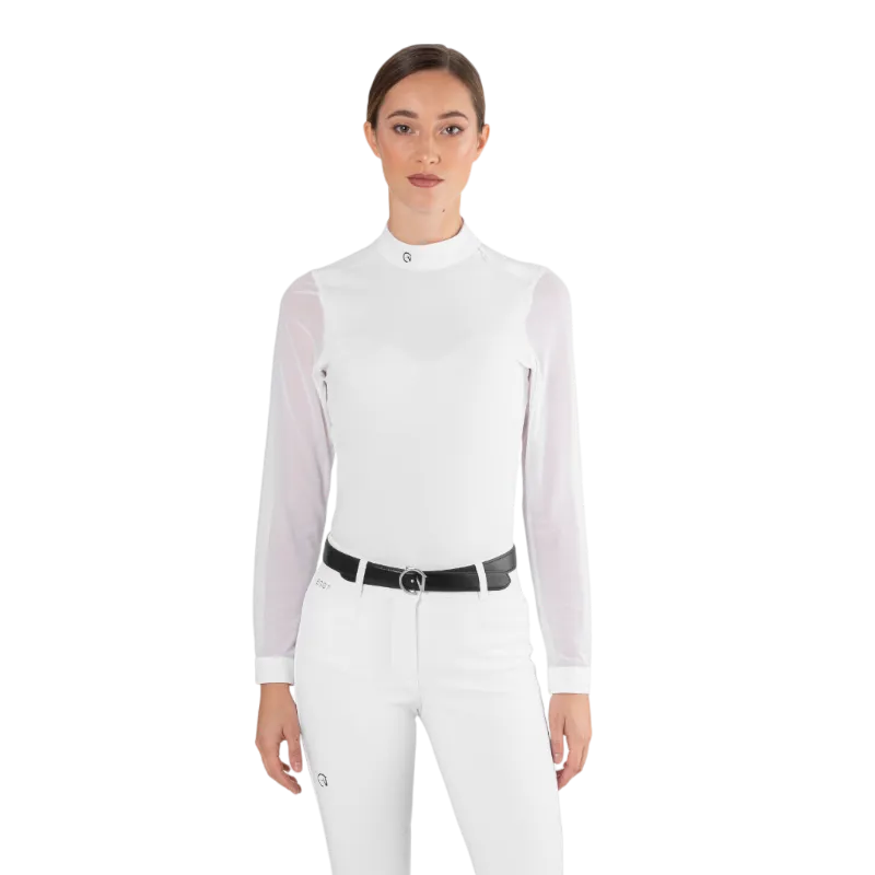 Ego7 - Polo de concours manches longues femme Rita blanc