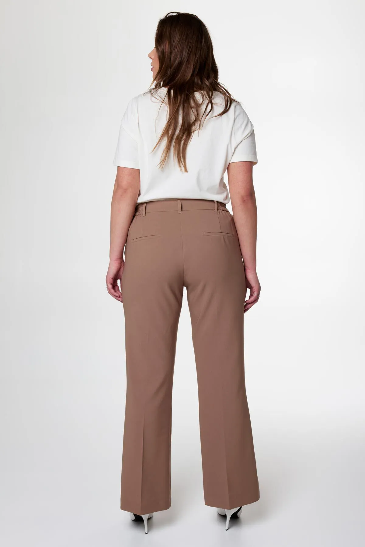 Femmes Pantalon à jambes évasées camel | MS Mode