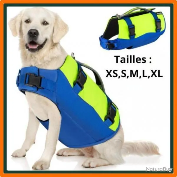 Gilet de sauvetage pour chiens - Bleu et jaune - Taille de XS à XL