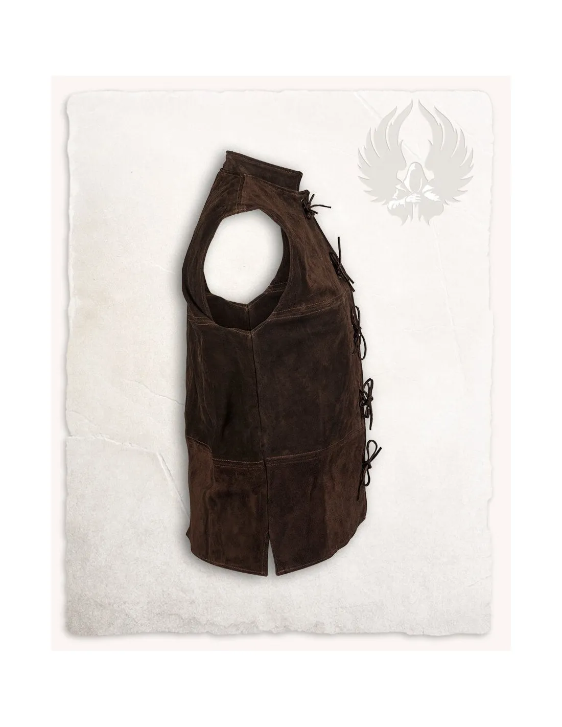 Gilet Renaissance Laertes en daim marron ⚔️ Boutique Épées