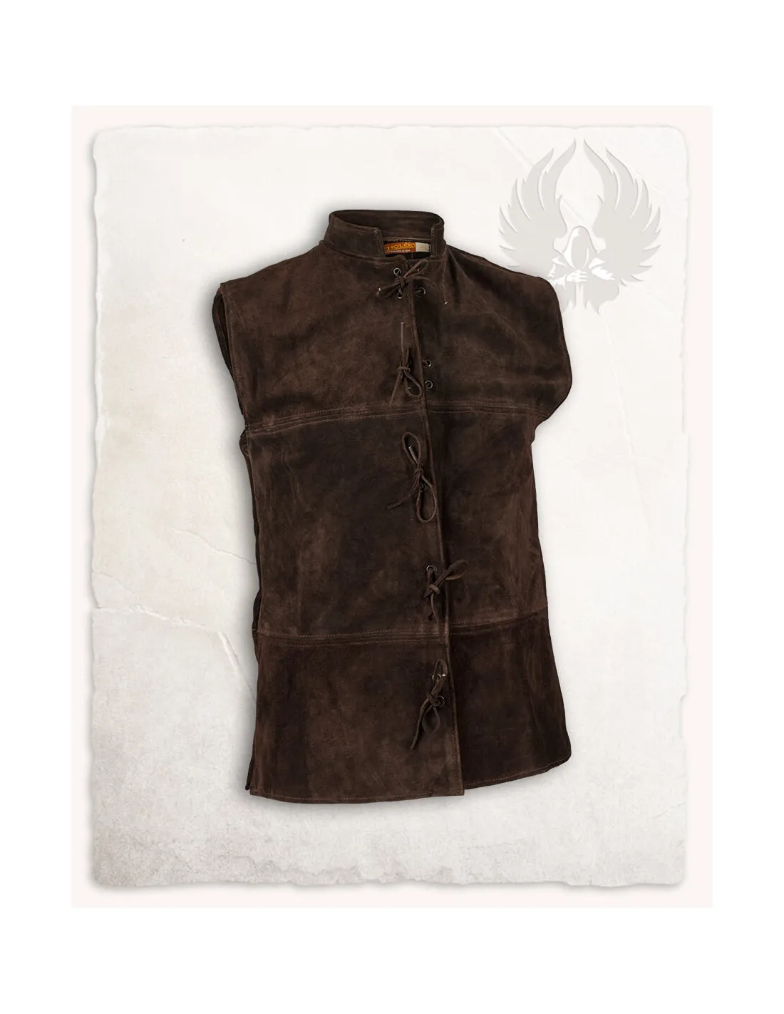 Gilet Renaissance Laertes en daim marron ⚔️ Boutique Épées