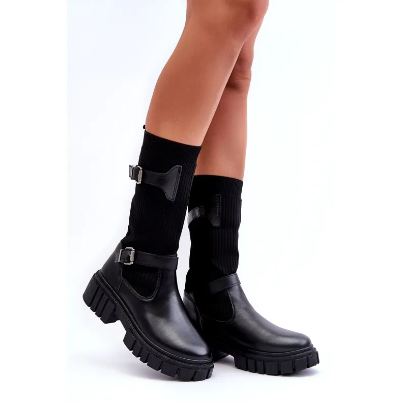 Girlhood Bottes Chaussettes Femme Noir Abroze le noir