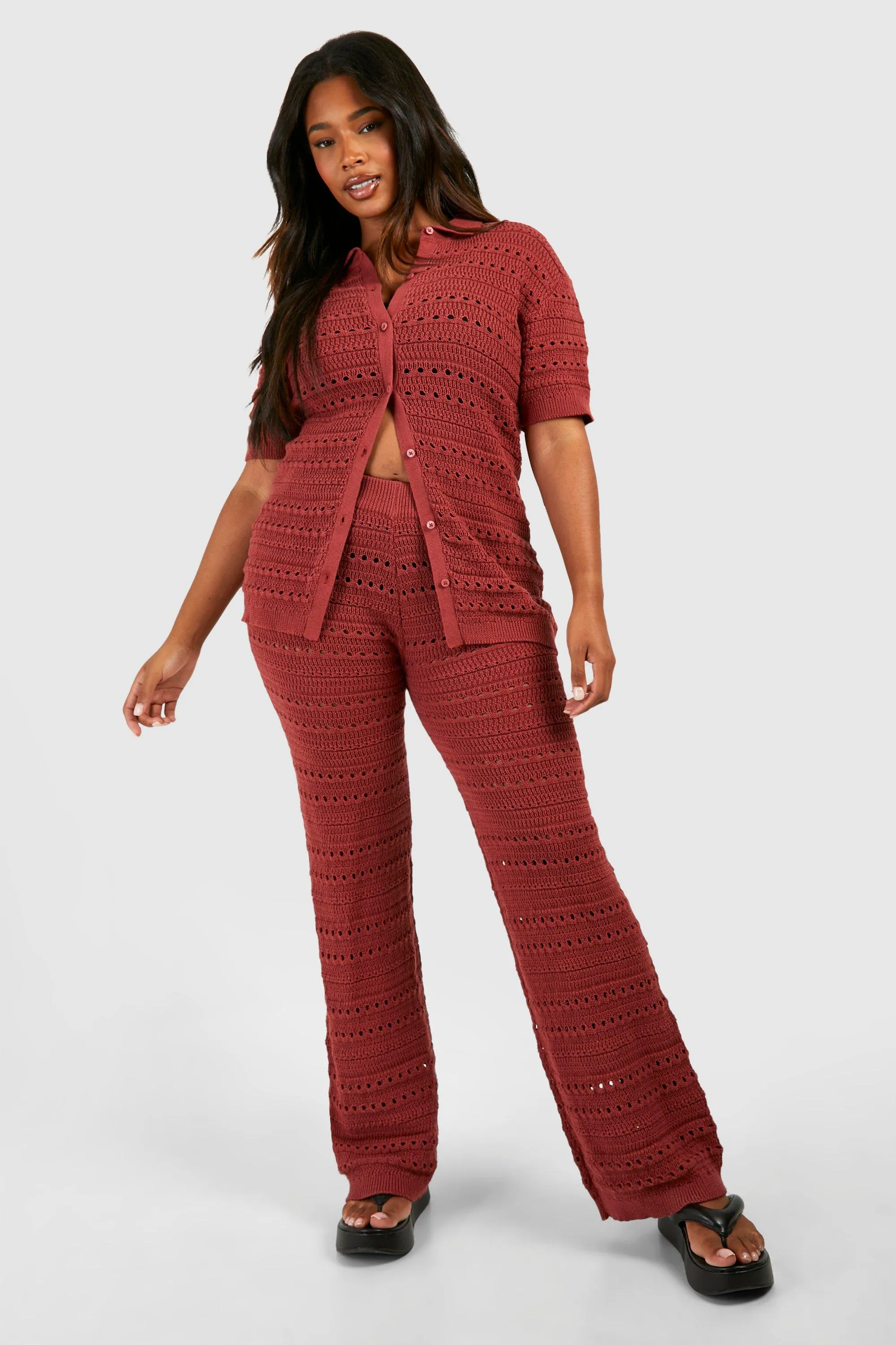 Grande taille - Ensemble oversize avec chemise à manches courtes et pantalon large