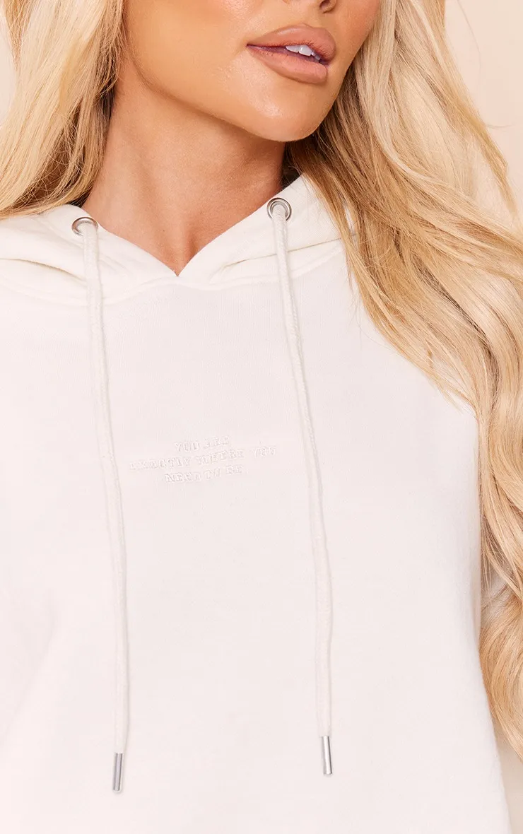 Hoodie crème oversize à slogan