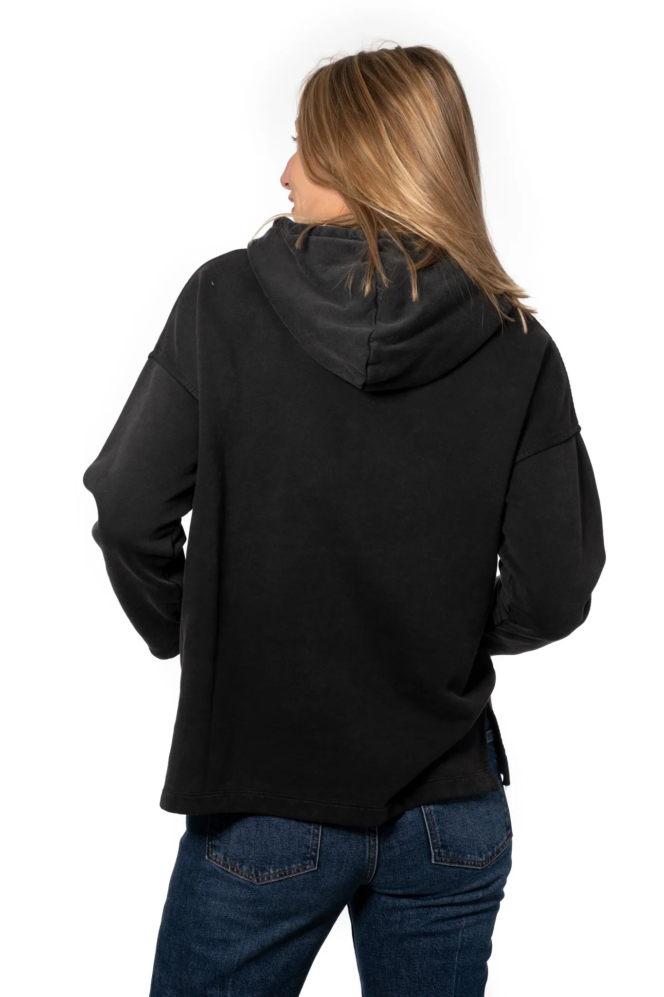 Hoodie en coton bio ALICE noir vieilli