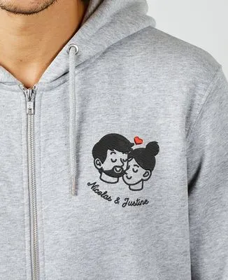 Hoodie femme Couple amoureux brodé personnalisé