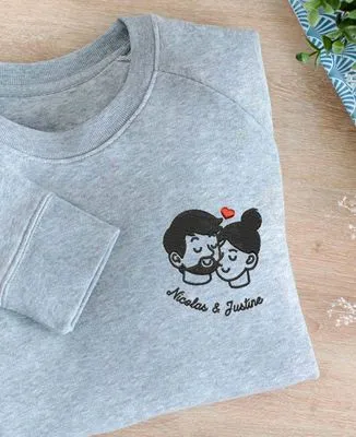 Hoodie femme Couple amoureux brodé personnalisé