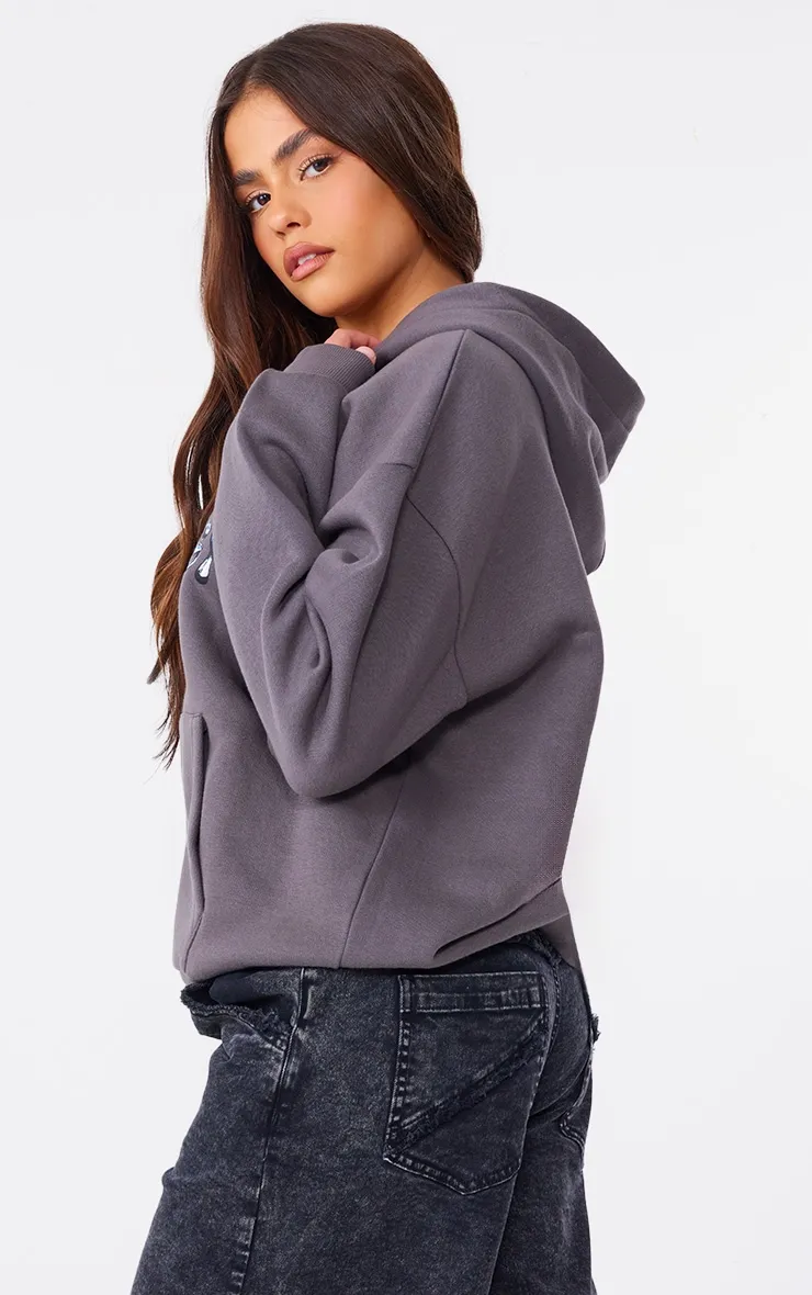 Hoodie gris anthracite à zip et slogan Ethereal Energy