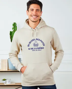 Hoodie homme Du rugby, des potes et de la bière (nom de dieu!)