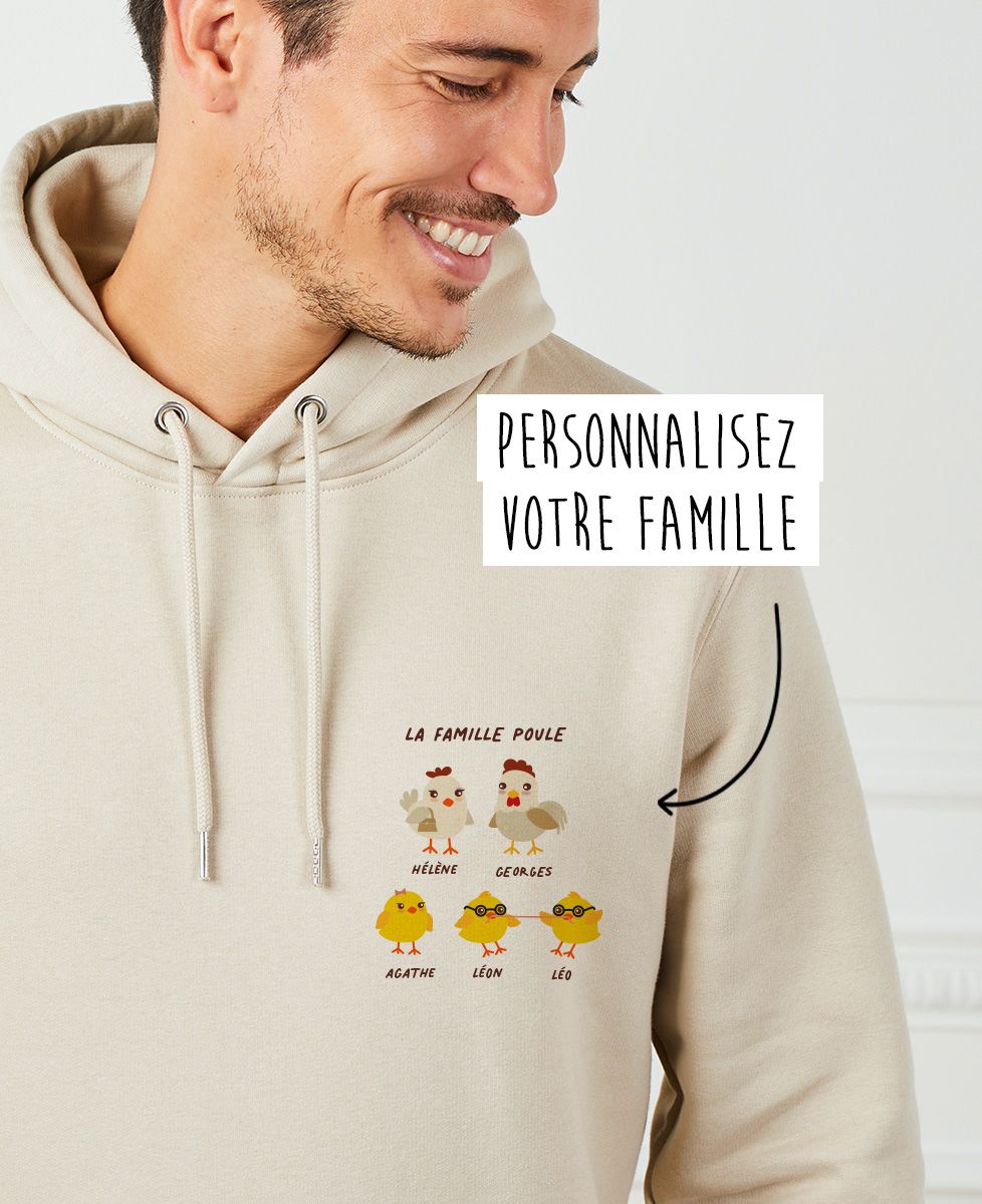 Hoodie homme Famille poule personnalisé