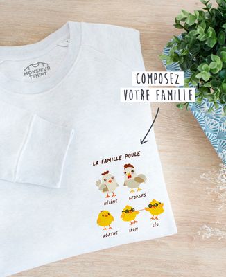 Hoodie homme Famille poule personnalisé