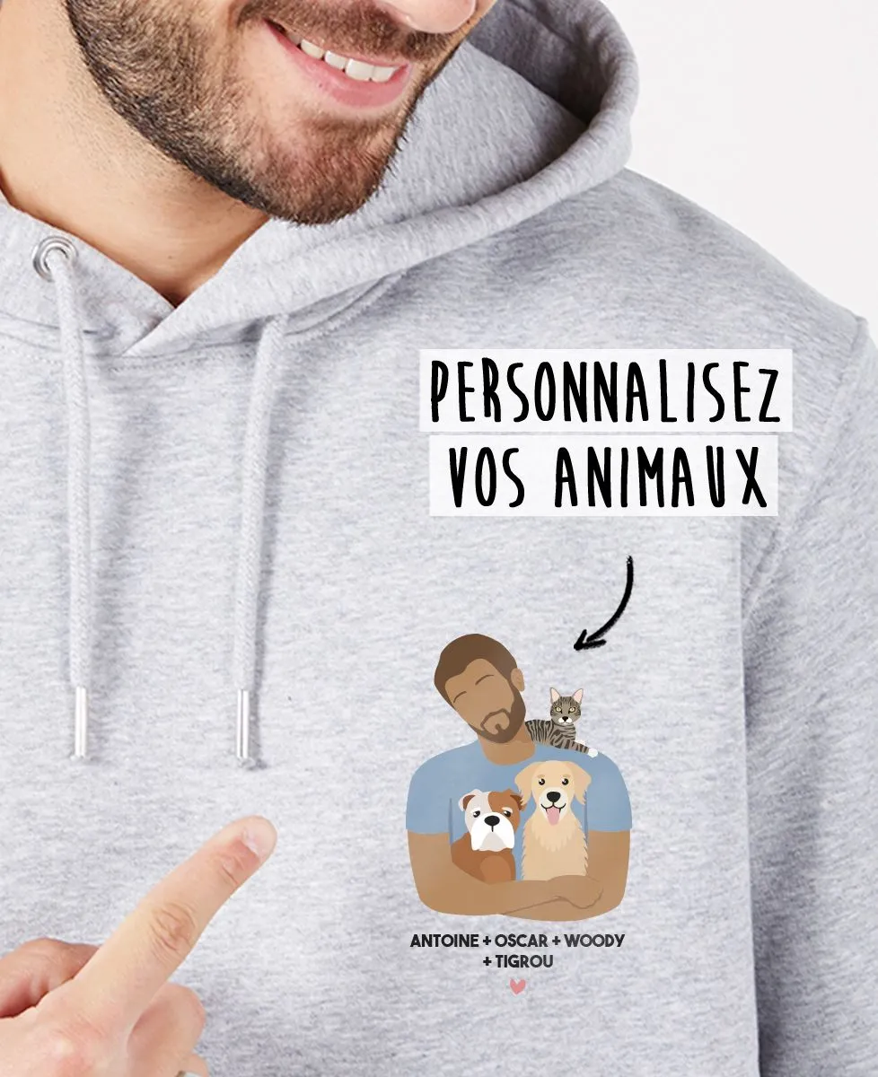 Hoodie homme Mes animaux personnalisé