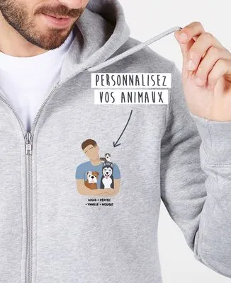 Hoodie homme Mes animaux personnalisé