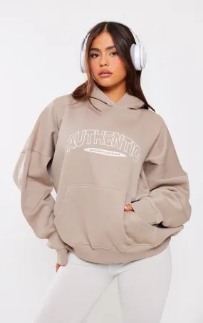 Hoodie taupe à slogan Authentic