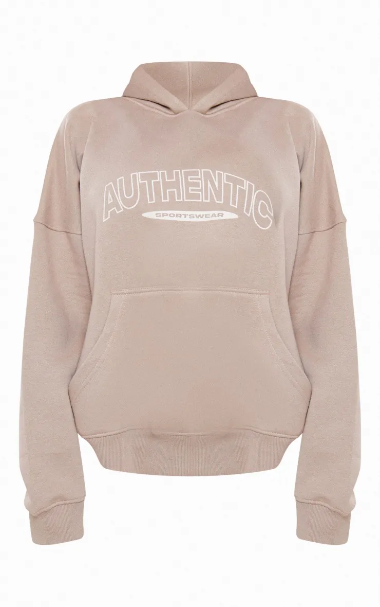 Hoodie taupe à slogan Authentic