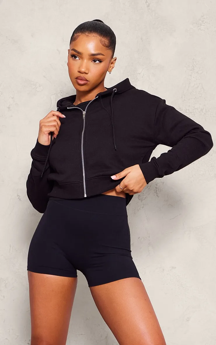 Hoodie zippé court noir