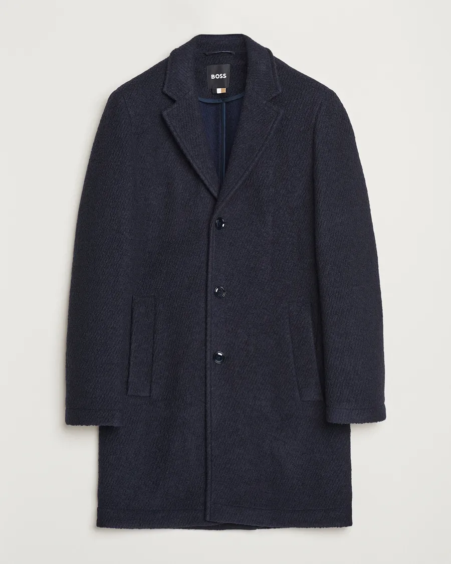 Hyde Structured Wool Coat Dark Blue