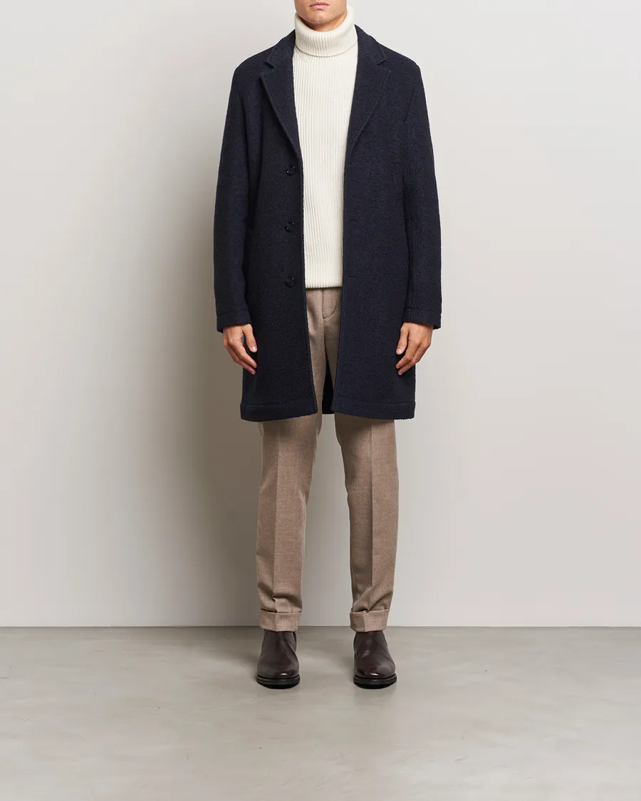 Hyde Structured Wool Coat Dark Blue