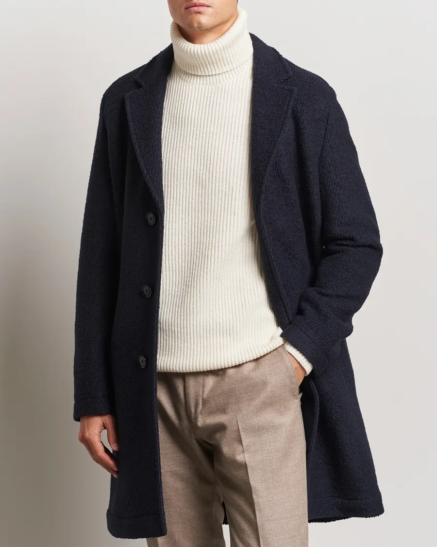 Hyde Structured Wool Coat Dark Blue