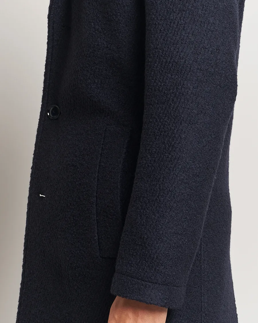 Hyde Structured Wool Coat Dark Blue