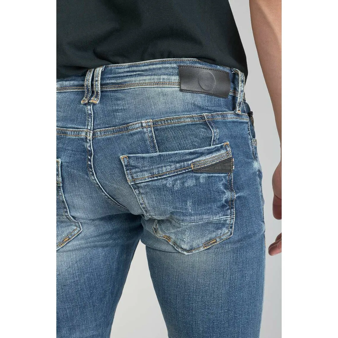 Jeans ajusté stretch 700/11, longueur 34 bleu en coton Thad | 3 Suisses