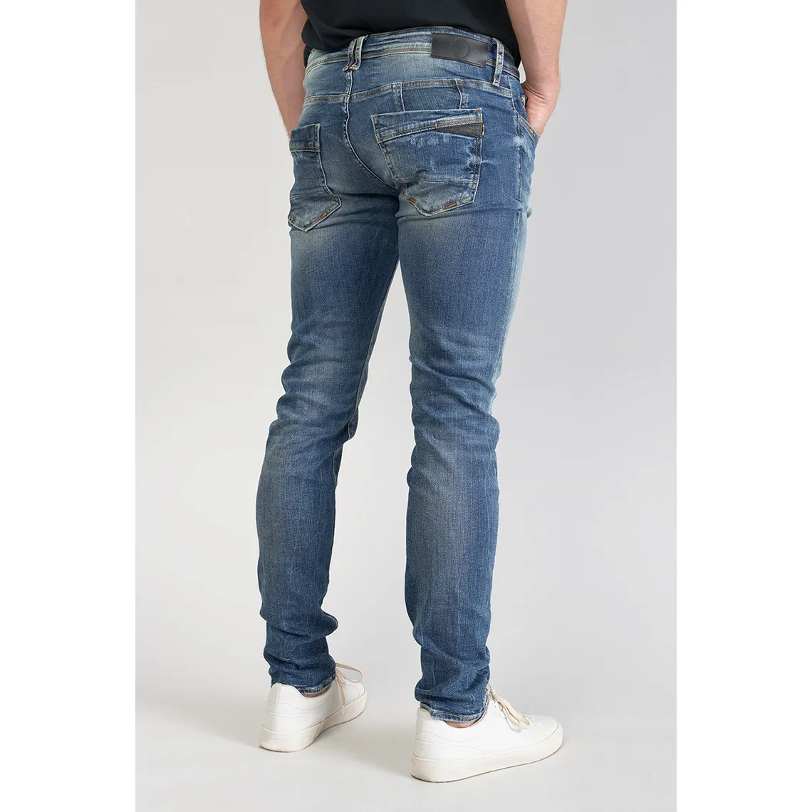 Jeans ajusté stretch 700/11, longueur 34 bleu en coton Thad | 3 Suisses