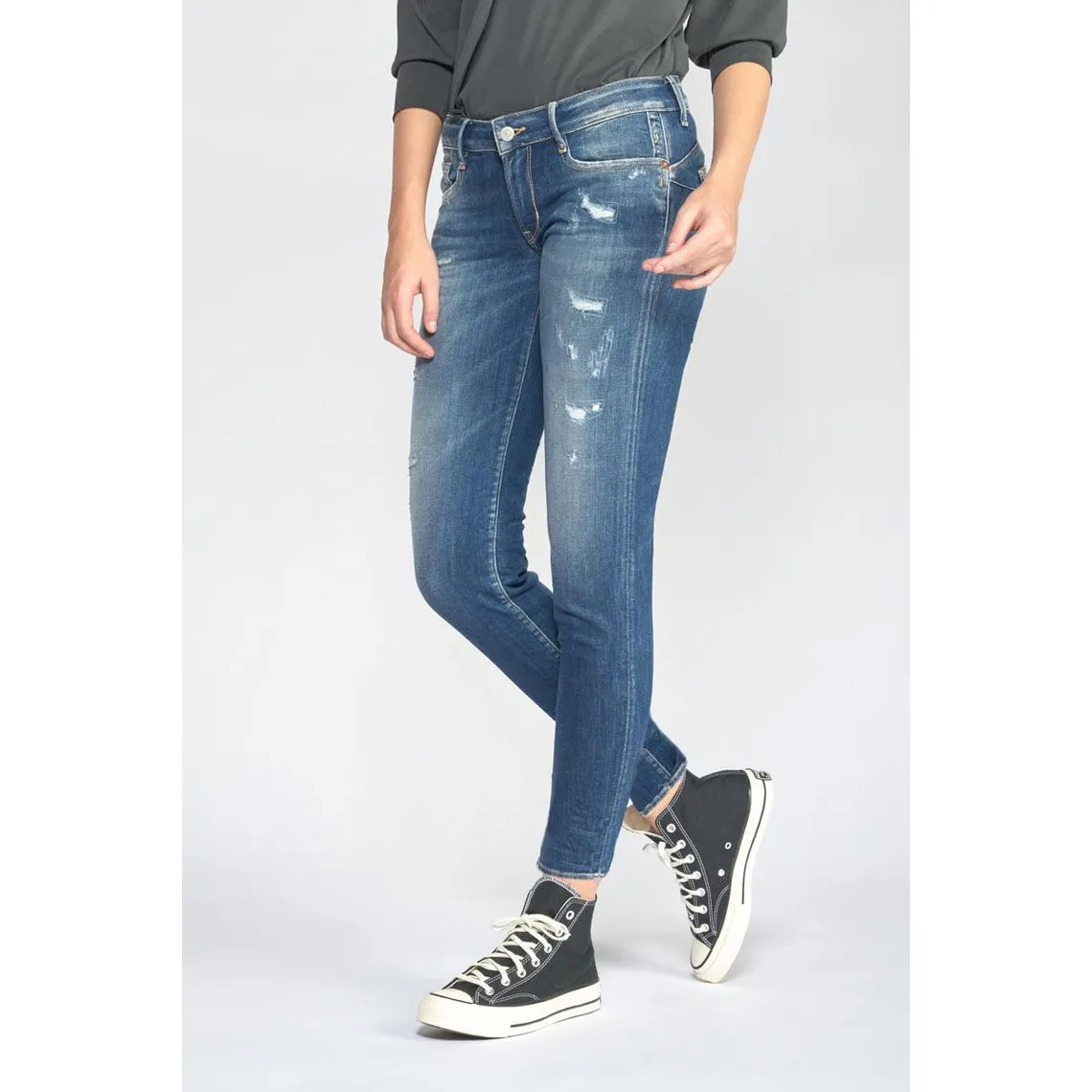 Jeans Foals pulp slim 7/8ème  destroy bleu N°2 en coton | 3 Suisses