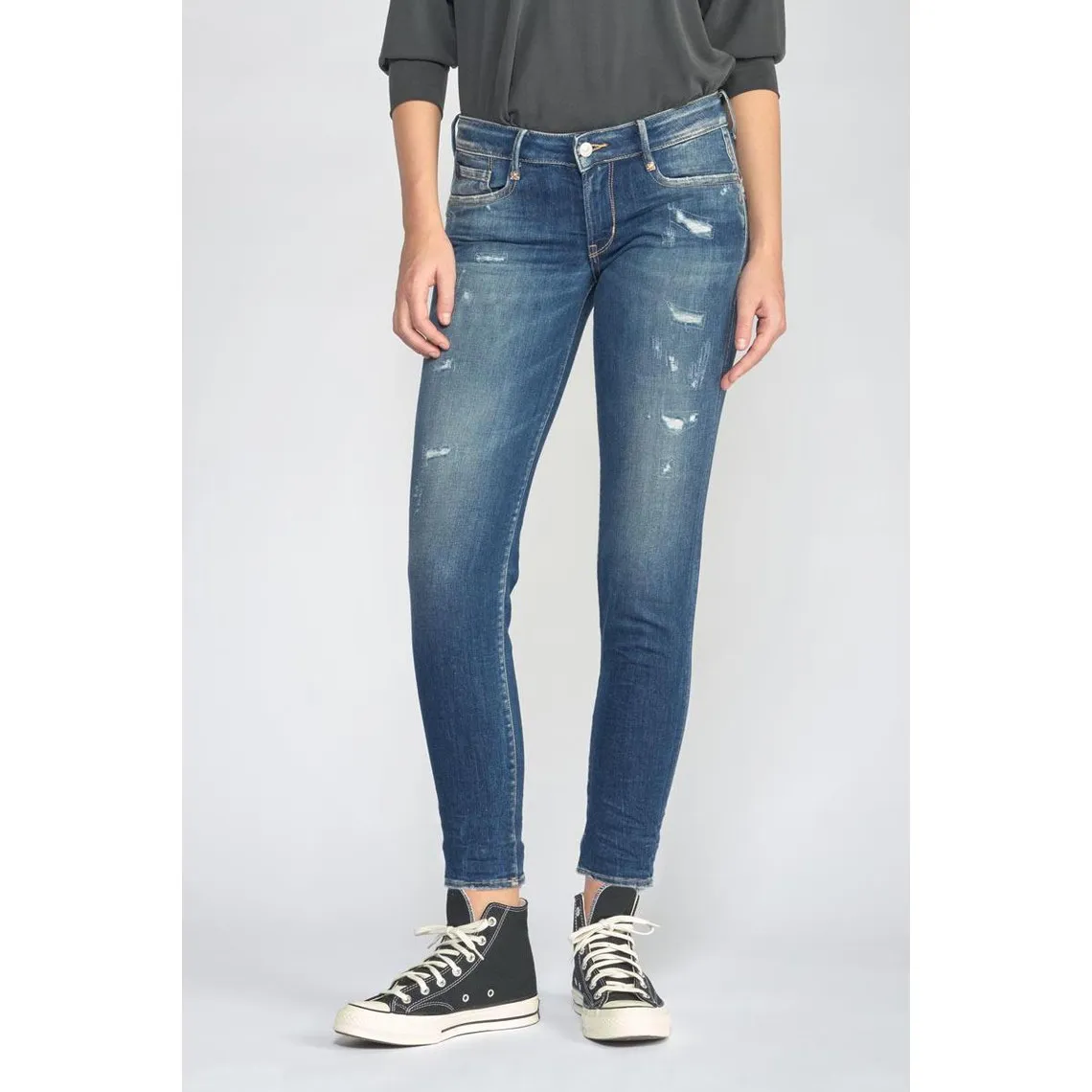 Jeans Foals pulp slim 7/8ème  destroy bleu N°2 en coton | 3 Suisses